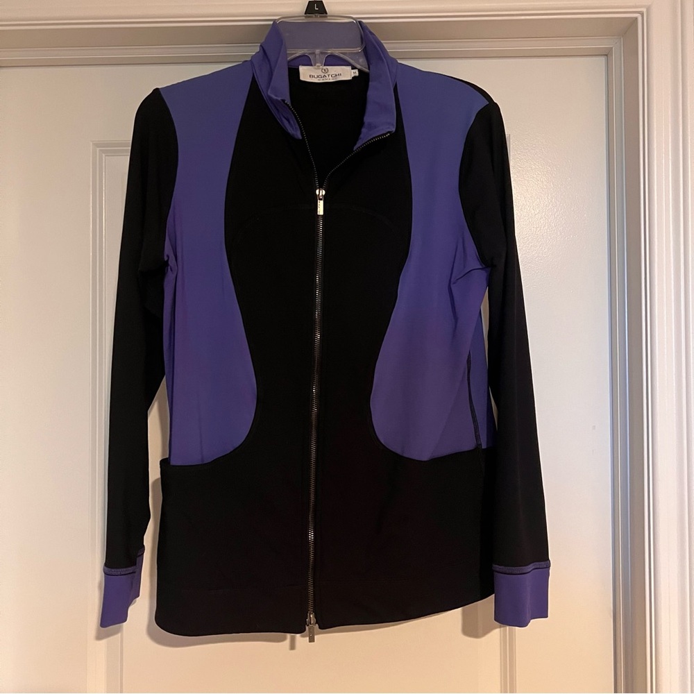 Bugatchi Black blue purple zip up golf Sports Jacket Size medium M